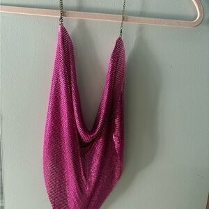 Elegant Pink Chainmail Women's Top